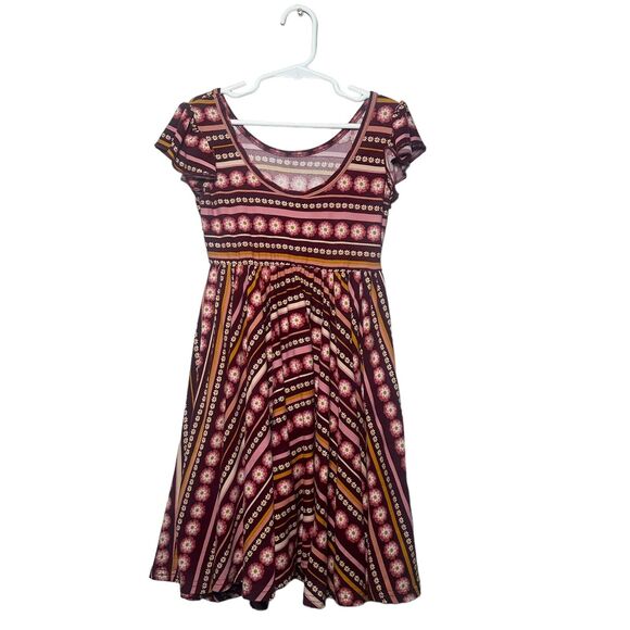 Dot Dot Smile Girl's Maroon Floral Flowy Empire Twirl Dress Size 5/6 - Picture 3 of 6